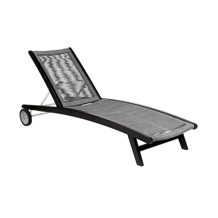 Armen Living Chateau Outdoor Patio Adjustable Chaise Lounge Chair in Eucalyptus Wood and Gray Rope 840254336032